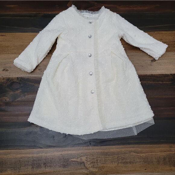 Nannette Baby Event Long Dress With Buttoned Coat Pearl Color Size 18 Months - Picture 1 of 13